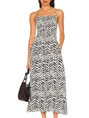 Faithfull the Brand Black & White Zebra Print Midi Dress